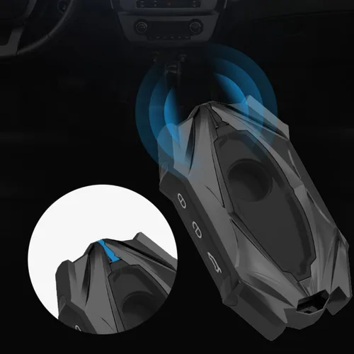 Miniatura 5 de Funda protectora de aleación de zinc para llavero de automóvil, compatible con Volvo XC40, XC60, XC90, S90, S60, V60, V90 2019-2024 (gris)