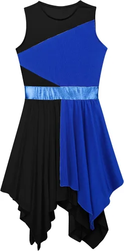 Miniatura 23 de CHICTRY Vestido de baile lírico sin mangas asimétrico para niñas, disfraz de adoración litúrgica contemporánea