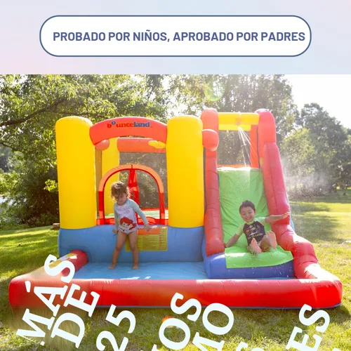 Miniatura 3 de Bounceland Parque de juegos inflable con salto y aventura de salpicaduras o tobogán acuático todo en uno, piscina grande, área de salto divertida