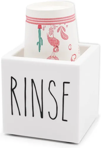 Miniatura 9 de Dispensador de vasos de papel Dixie de acrílico negro, portavasos desechables con organizador de enjuague, portavasos de 3/5 oz, organizador