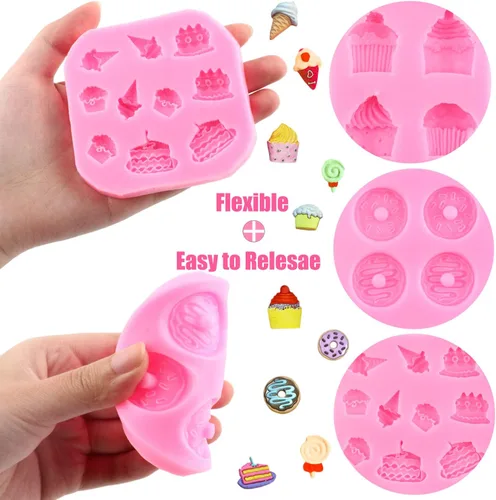 Miniatura 2 de ZiXiang Moldes de silicona para conos de helado, molde de dona, molde de caramelo para decoración de pasteles, decoración de cupcakes, polimero