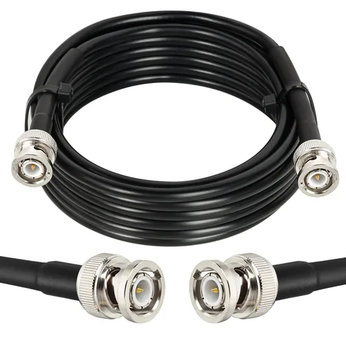 Miniatura 23 de MOOKEERF Cable BNC - 1 pie 2 piezas RG58 50 ohm macho a macho cables coaxiales de extensión BNC de baja pérdida para antenas, radios RF, módems