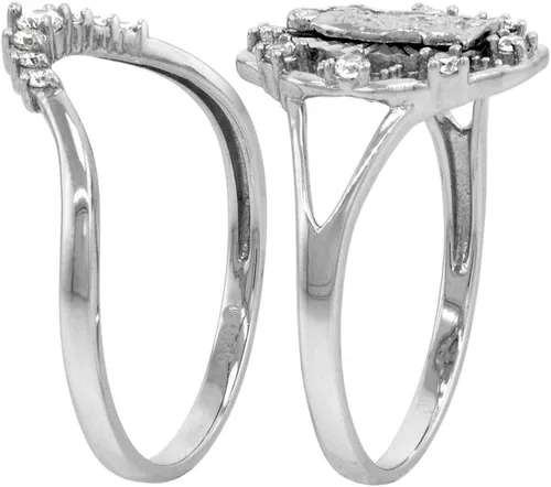 Miniatura 4 de 2 piezas de plata de ley micropave CZ Guadalupe anillo para mujer corte diamante Halo Split Shank 58 pulgadas tamaño 6-9