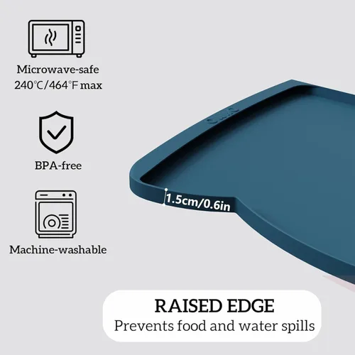 Miniatura 28 de OHMO - Tapete de silicona para alimentos para gatos, tapete de alimentación de mascotas para el piso, antideslizante e impermeable, bandeja de agua