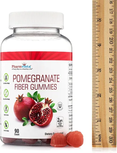 Miniatura 3 de Pharmvista Gomitas de fibra de granada para adultos y niños, 100 mg - Suplemento vegano de granada sin gluten rico en gomitas masticables de fibra