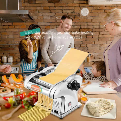 Miniatura 7 de Newhai Máquina eléctrica para hacer pasta, máquina para fabricar fideos familiares, rodillo de masa de 0.098 in, espagueti, 0.157 in de ancho, 0.354