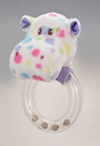 Sonajero de anillo HIppo de lunares pastel por Douglas Cuddle Toys