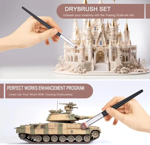Miniatura 6 de Yoseng Juego de pinceles secos - Juego de pinceles de arte prémium para miniaturas, ideal para detallar, 6 tamaños diferentes
