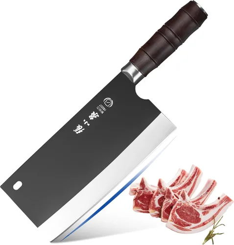 ZHANG XIAO QUAN SINCE 1628 Cuchillo de carnicero de carne resistente, forjado a mano con funda para cocina, campamento al aire libre, barbacoa,