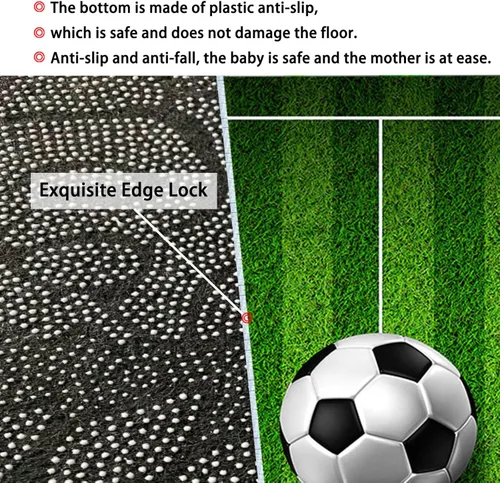 Miniatura 9 de Alfombra de campo de fútbol infantil de 2.6 x 4 pies para dormitorio de niños, alfombra de campo de fútbol verde antideslizante, alfombra