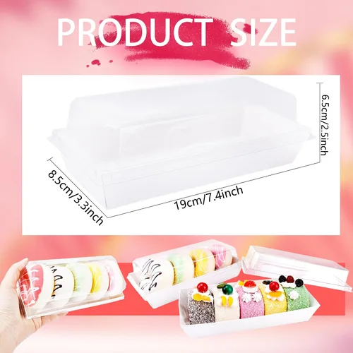 Miniatura 2 de Paquete de 60 cajas de embutidos de 7.5 pulgadas con tapas transparentes, cajas de papel blanco para panadería, recipientes pequeños para postres