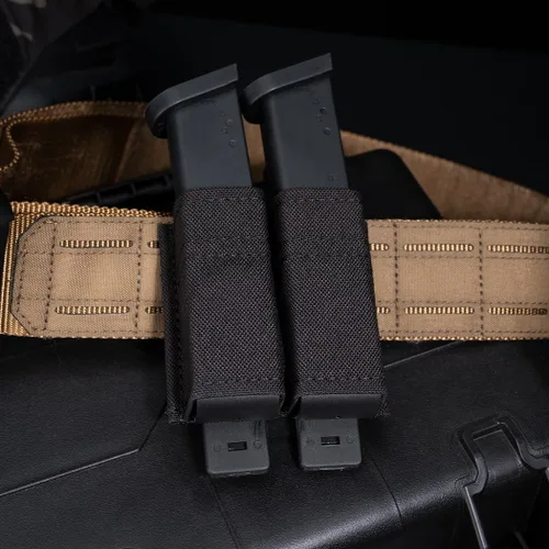 Miniatura 7 de IDOGEAR - Bolsa para pistola Mag doble Molle de 0.354 in con gancho de liberación rápida, inserción táctica, accesorios para cinturón Negro