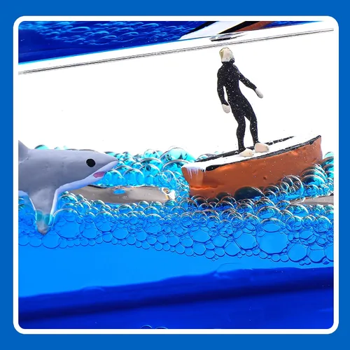 Miniatura 7 de Honsheng Unsinkable Surfing Boy Wave Boat Fluid Toy in a Box Bottle Acrylic Paperweight Desk Decor Toy Gifts Liquid Wave Cruise Fluid Ship Ornament