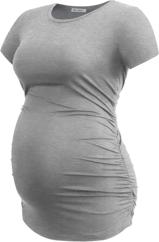 Miniatura 20 de Smallshow - Camiseta de maternidad para mujer, diseño de lados fruncidos, tipo túnica, prendas para el embarazo