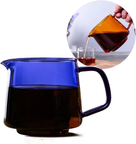 Jarra de café de vidrio de 18.6 onzas, vaso de café de vidrio de color, jarra de vidrio de borosilicato alto para café expreso, café, jugo, té,