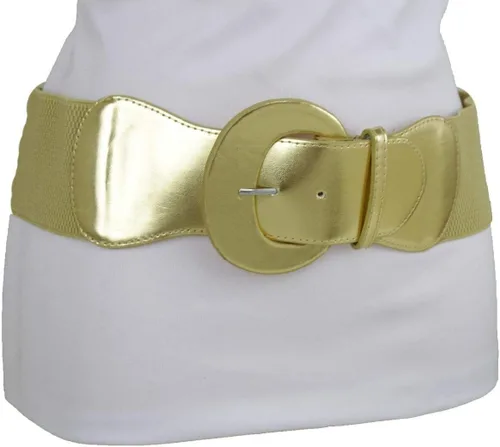 Miniatura 11 de TFJ - Cinturón ancho para mujer, cintura elástica, cintura alta, color dorado, hebilla grande