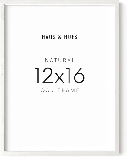 HAUS AND HUES Marco de fotos de madera de roble blanco de 12 x 16 pulgadas, marco moderno y limpio para impresiones artísticas y fotos (marco de