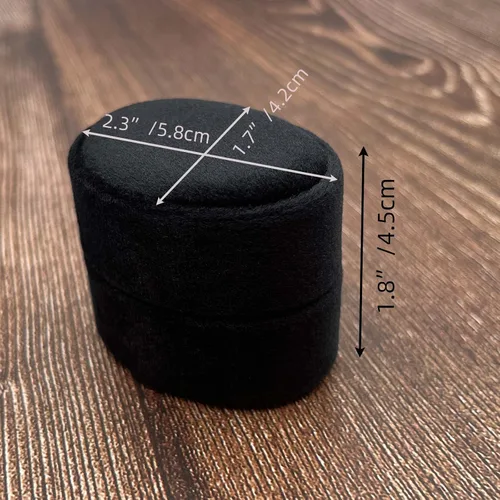 Miniatura 6 de Caja ovalada de terciopelo para anillos con 3 ranuras, caja de tres anillos de alta calidad, vintage, hecha a mano, organizador de joyas