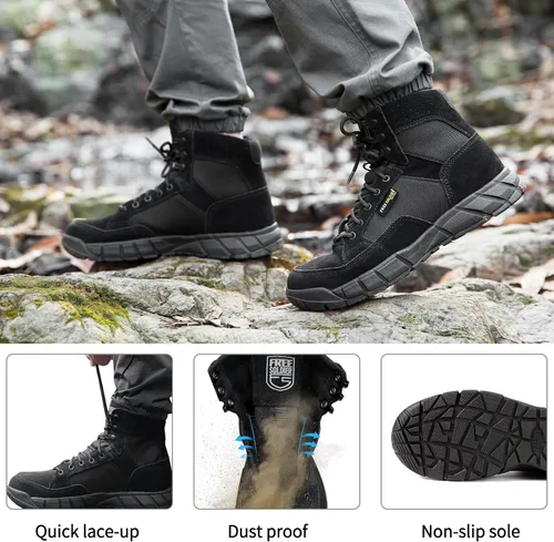 Miniatura 2 de FREE SOLDIER Waterproof Hiking Work Boots Men's Tactical Boots 6 Inches Lightweight Military Boots Breathable Desert Boots