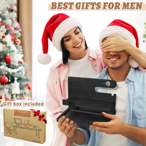 Miniatura 7 de Regalos para hombres Estación de acoplamiento de teléfono de madera para hombres Organizador de mesita de noche Regalos para papá Estación de carga
