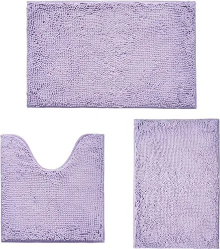 Miniatura 47 de Juego de alfombras de baño de 2 piezas, súper absorbente suave, gruesa, lavable en lavadora, alfombra de baño de chenilla antideslizante, alfombra