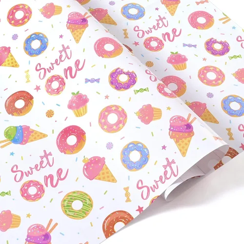 Miniatura 19 de WERNNSAI Papel de Regalo de Animales - 6 Hojas 27.5"x 19.7" Papel de Regalo para Baby Shower Papel de Regalo de Primer Cumpleaños Diseño de Animales