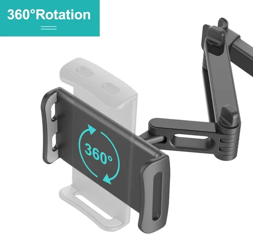 Miniatura 3 de Klsniur Soporte para reposacabezas de automóvil, soporte para reposacabezas de tableta, soporte universal giratorio de 360° ajustable para tablet