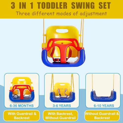 Miniatura 2 de Columpio 3 en 1 para niños pequeños con marco, para interiores y exteriores, columpio para bebé con cinturón de seguridad para uso en interiores