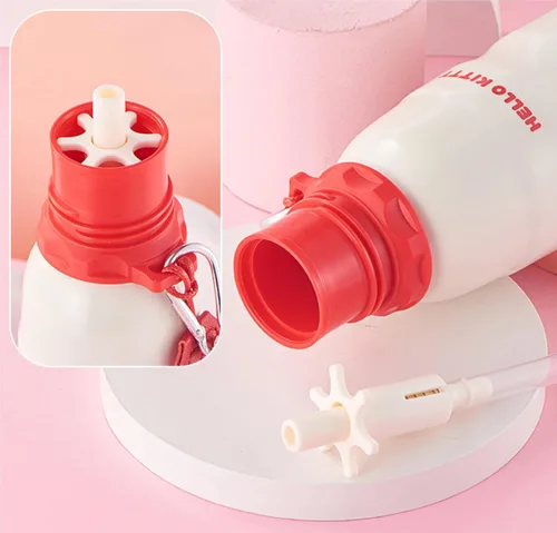 Miniatura 3 de Hello Kitty - Botella de agua aislada de acero inoxidable con llavero y correa, color rosa, 20.3 fl oz