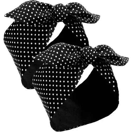 Hicarer 2 diademas de lunares, bandana para disfraz de los años 50, accesorios para el cabello, lazos para la cabeza ancha para mujer (puntos Negro