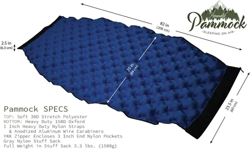 Miniatura 4 de Pammock - Colchoneta para dormir que se convierte en una hamaca inflable, ideal para acampar, mochileros, senderismo, Airpad, bolsa de transporte