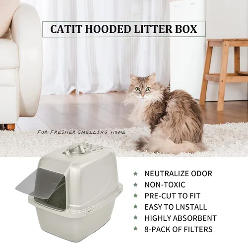 Miniatura 3 de Paquete de 8 filtros de carbón para caja de arena para gatos Van Ness, filtros de olor de carbono de repuesto de 4.4 x 6.5 pulgadas para filtro