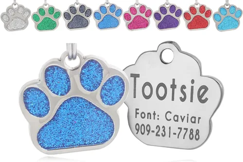 Miniatura 17 de Etiquetas de identificación de mascotas de acero inoxidable grabadas con láser, personalizadas para perros y gatos, etiqueta redonda de hueso
