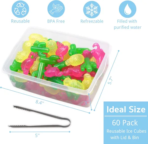 Miniatura 2 de BYTTME Cubos de hielo reutilizables con tapa y contenedor, paquete de 60 cubos de plástico para bebidas, libres de BPA, cubos de hielo reutilizables
