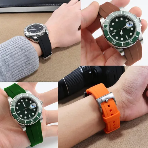 Miniatura 6 de YISIWERA Correa de reloj de silicona de alta calidad con extremos curvados universales de goma para hombres y mujeres de 0.709in, 0.787in, 0.866in