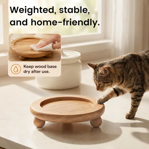 Miniatura 8 de Fuente de agua de cerámica para gatos, fuente automática para beber mascotas de 1 litro/32 onzas, bomba silenciosa alimentada por USB, triple Crema