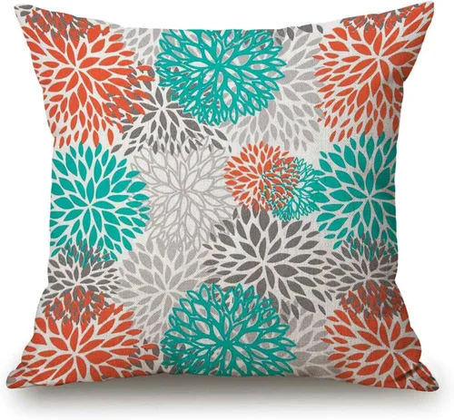 Miniatura 16 de Solekla Funda de almohada Hue Sea Coral Siluetas Azul Claro Algodón Lino Cuadrado Funda de Almohada Funda de Almohada Decorativa Funda de Cojín
