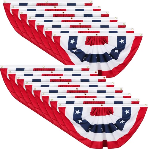 Miniatura 15 de Tatuo Paquete de 6 banderas de abanico plisadas estadounidenses de 1.5 x 3 pies, decoraciones patrióticas del 4 de julio, bandera de Estados Unidos