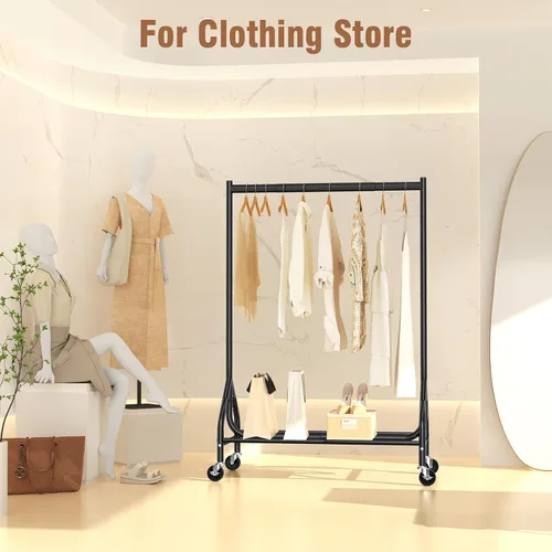 Miniatura 9 de EAGMAK - Perchero resistente para ropa con capacidad de carga de 420 LBS, perchero enrollable para ropa con ruedas bloqueables, perchero de metal