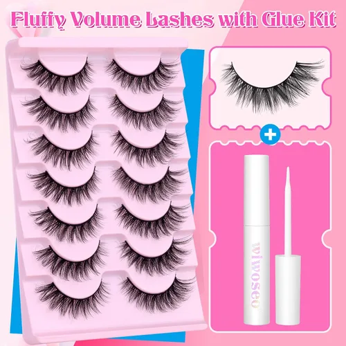 Miniatura 2 de Wispy Lashes Pestañas postizas de aspecto natural con pegamento de pestañas, kit de pestañas de ojo de gato, extensión de pestañas con pegamento