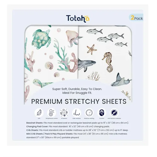 Miniatura 11 de TotAha Jungle Animal Sábana Mini para Cuna, Sábanas Elásticas Premium Ajustables para Mini Cunas Portátiles Corralitos, Sábana Pack N Play de Punto