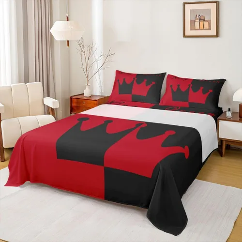 Miniatura 12 de Dog Side My Side - Juego de sábanas de tamaño Queen, color negro y blanco, sábana bajera ajustable para mujeres y hombres, sábanas románticas
