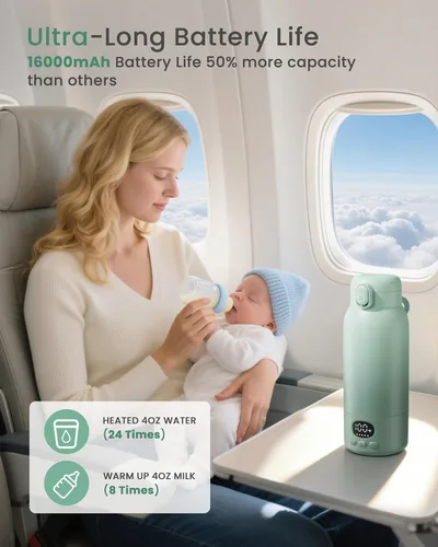 Miniatura 6 de Portable Bottle Warmer - Dual Heating Modes for Breast Milk & Water, 17 Ounces, Fast Heating, Long Lasting Battery, Ideal for Travel, Outdoor, Baby