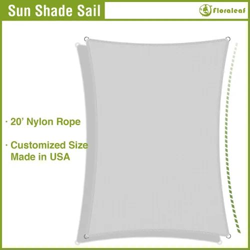Miniatura 4 de Vela de Sombra Solar 10' X 15' Rectangular Impermeable Vela Solar con Bloqueo UV Toldo para Patio Exterior Césped Jardín Patio Trasero, Gris Claro