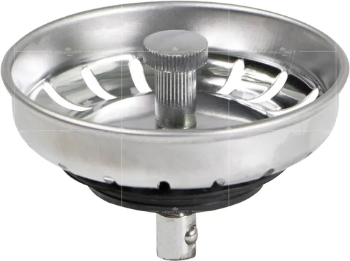 Miniatura 7 de Highcraft 9754JO - Colador de acero inoxidable para fregadero de cocina, repuesto para desagües estándar (3-1/2 pulgadas), tapón de goma con bloqueo
