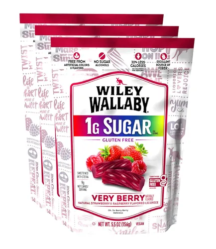 Wiley Wallaby Dulces de regaliz gourmet de 5.5 onzas de sabor australiano suave y masticable, sin gluten, sabor australiano (5.5 onzas (paquete de