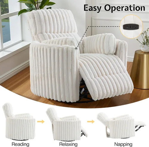 Miniatura 4 de Jocisland Silla Mecedora Eléctrica para Guardería, Sillas Reclinables Giratorias de Gran Tamaño para Adultos con 2 Almohadas, USB y Tipo-C, Cómodo