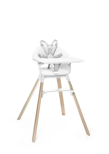 Stokke Clikk Silla alta, color blanco, silla alta todo en uno con bandeja + arnés - Ligero, duradero y apto para viajes, ergonómica con