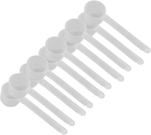 Miniatura 40 de Conjunto de 5 cucharas medidoras de plástico, 6 cucharadas (90 cc 3/8 taza 3 oz. 90 mL) con mango largo para polvos, gránulos, café, comida