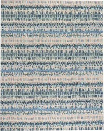 Miniatura 18 de Dash & Albert - Alfombra de lana con diseño de virutas de pintura - 4' x 6', azul. Alfombra de acento micro enganchado a mano, duradera, para áreas